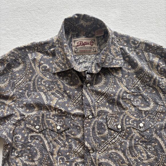 Rafter C Cowboy Collection Men Small Shirt Long Sleeve Paisley Pearl Snap Gray - Picture 3 of 15